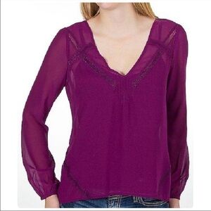 Guess Purple Relaxed Embellished Blouse